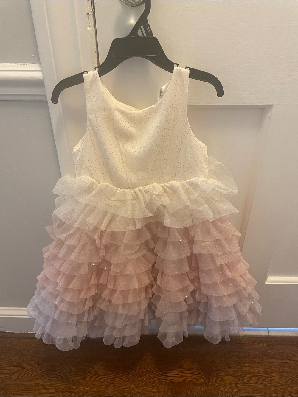 Like new, H&M Ombré Ivory and Blush Layered Ruffle Tulle Dress for Girls